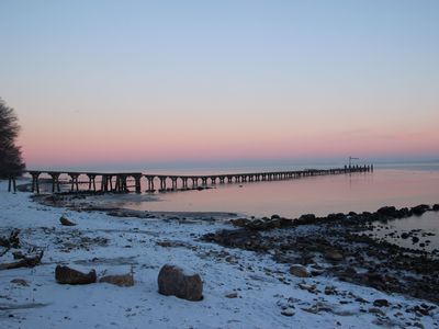 Sonnenaufgang, alte Landungsbrücke, Ostsee